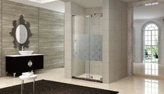 Без рамка шарнирна врата за душ за хотелска душ кабина, 44 ~ 55 инчови ширина, 3/8 инчово стъкло, златен хромиран покритие (KD3701)